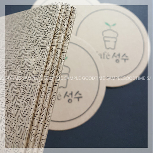 1도,2도인쇄 크라프트컵받침(원형/사각 9cm)3천개부터 인쇄가능